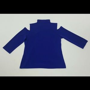 Tahari NWT Womens Mock Neck Top Cold Shoulder